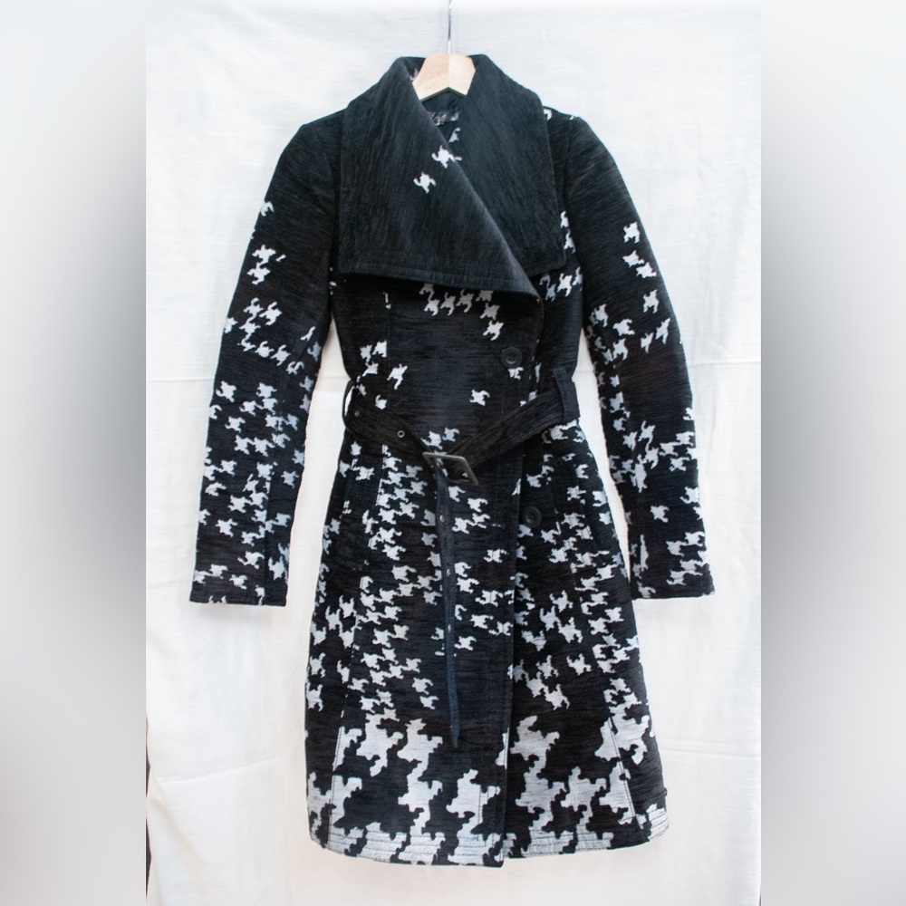 Desigual Vintage Oversized Houndstooth Full‎ Collar Coat  luxury  modern classic